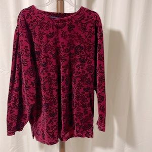 LIZSPORT DARK PINK FLOWERED PULLOVER M
